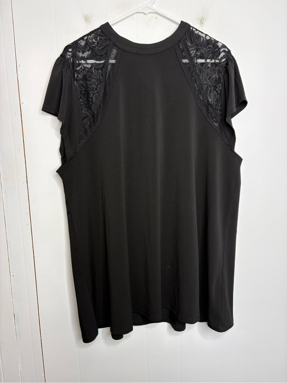 Torrid Top Womens 3X Lace Shoulders Crew Neck Keyhole Back Feminine Office